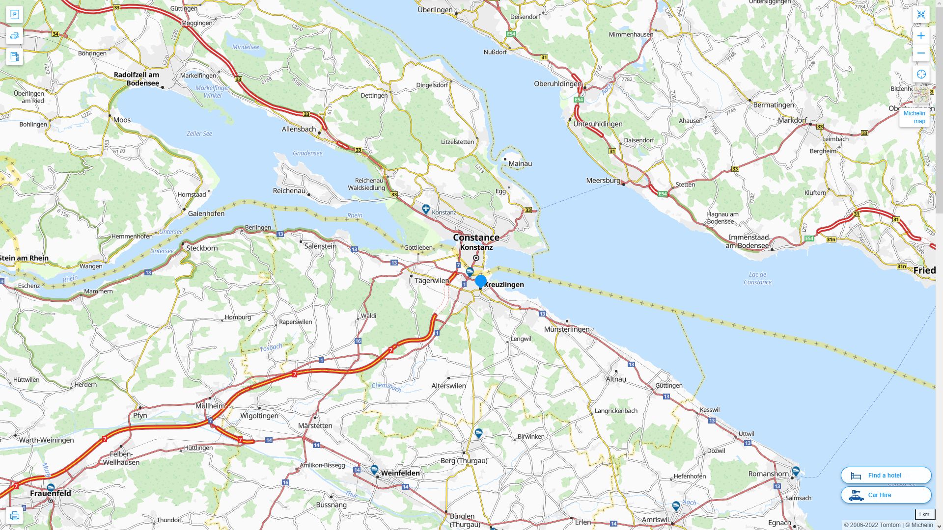 Kreuzlingen Highway and Road Map